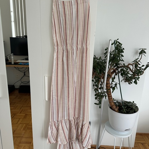 LOFT Beach Striped Linen Maxi Dress with Ruffle Hem - Picture 2 of 5